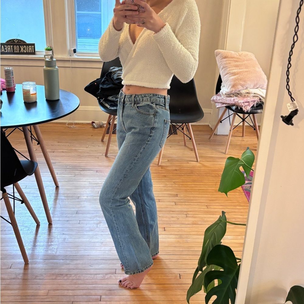Stylish Light Blue Women's Straight Leg Jeans
